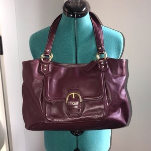 Authentic Red Burgundy Real Leather Coach Handbag